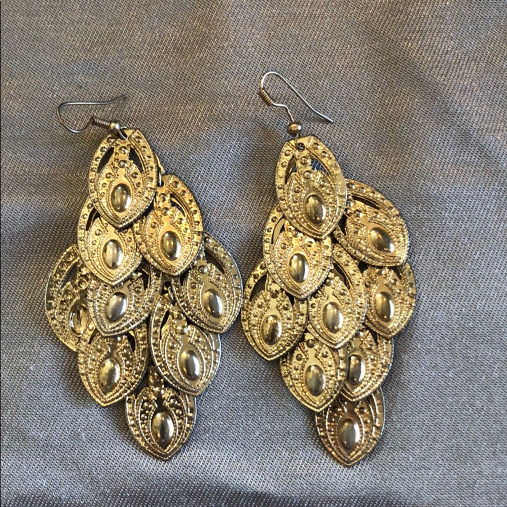 Gold big earrings